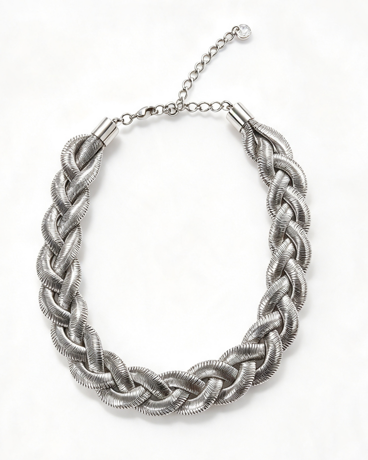 Colar acervo Paula trança de corrente metal grossa 2