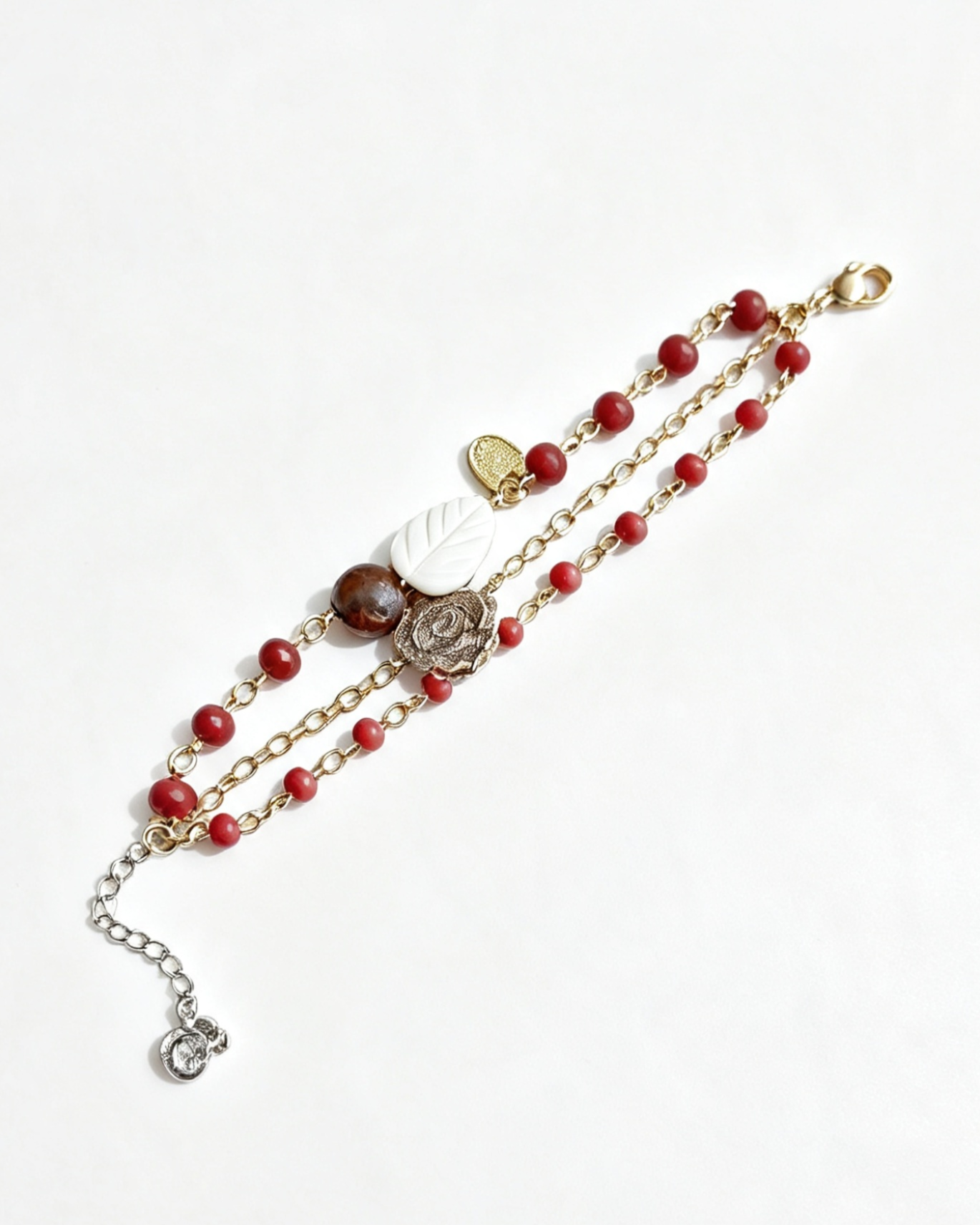 Pulseira Quinn mix de cristais, Flores de metais e metais banhados em ouro 2