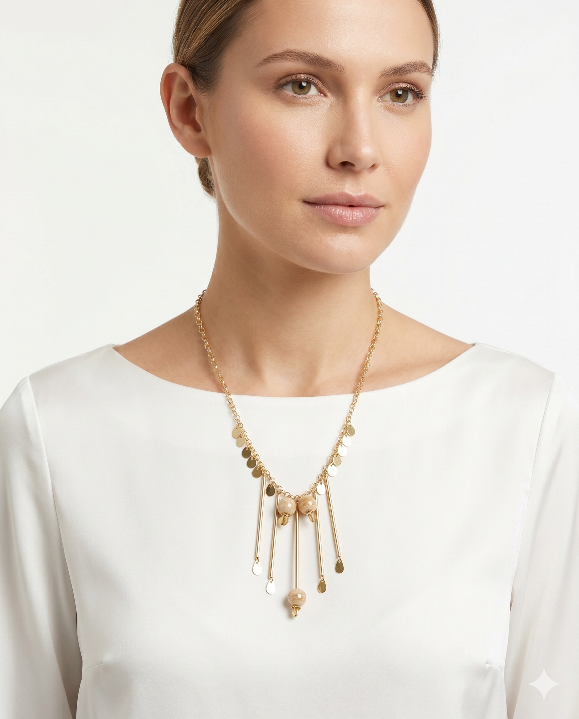 Colar Moss Muranos cor Nude e metais banhados em ouro 1