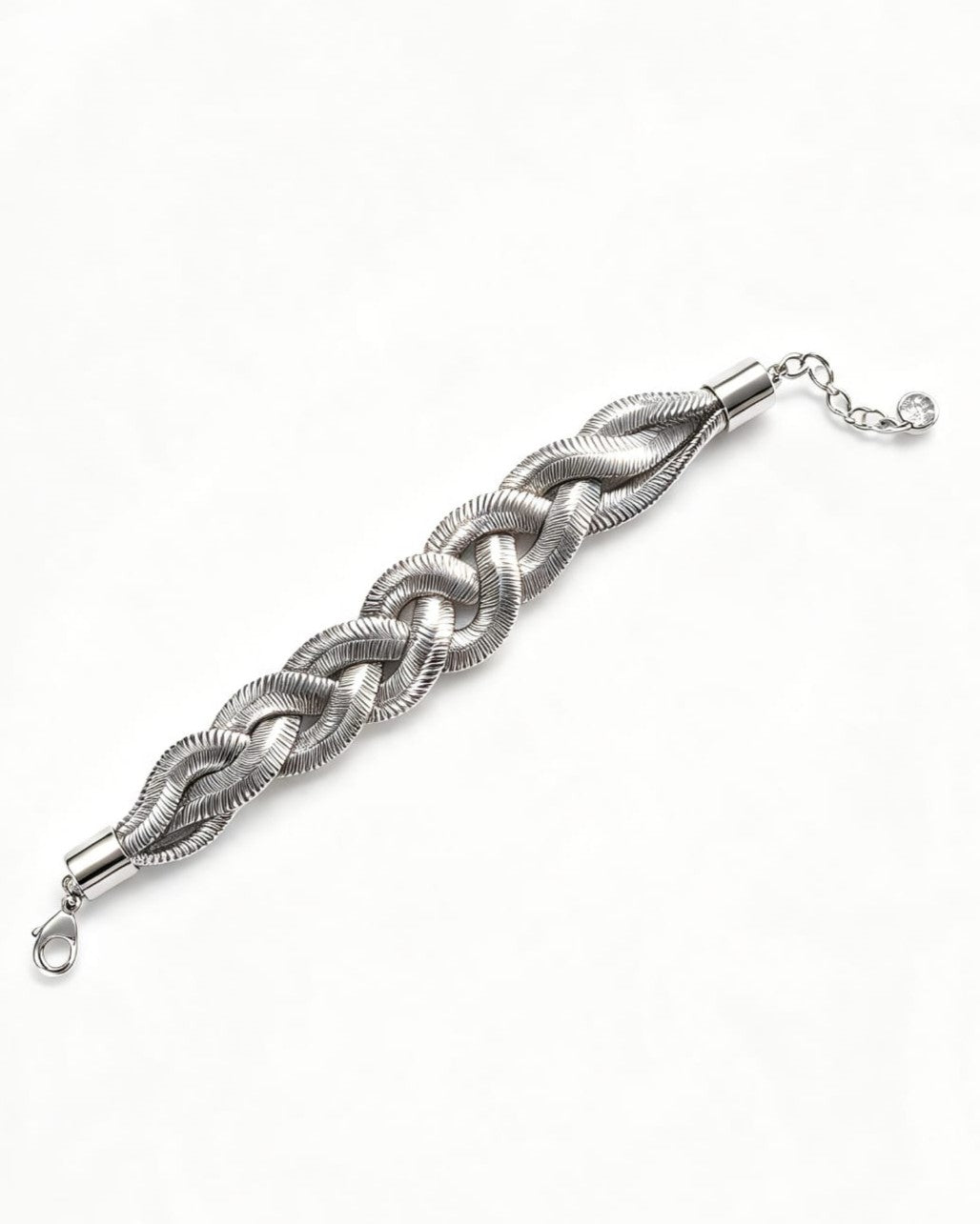 Pulseira acervo Paula trança de corrente metal grossa 3