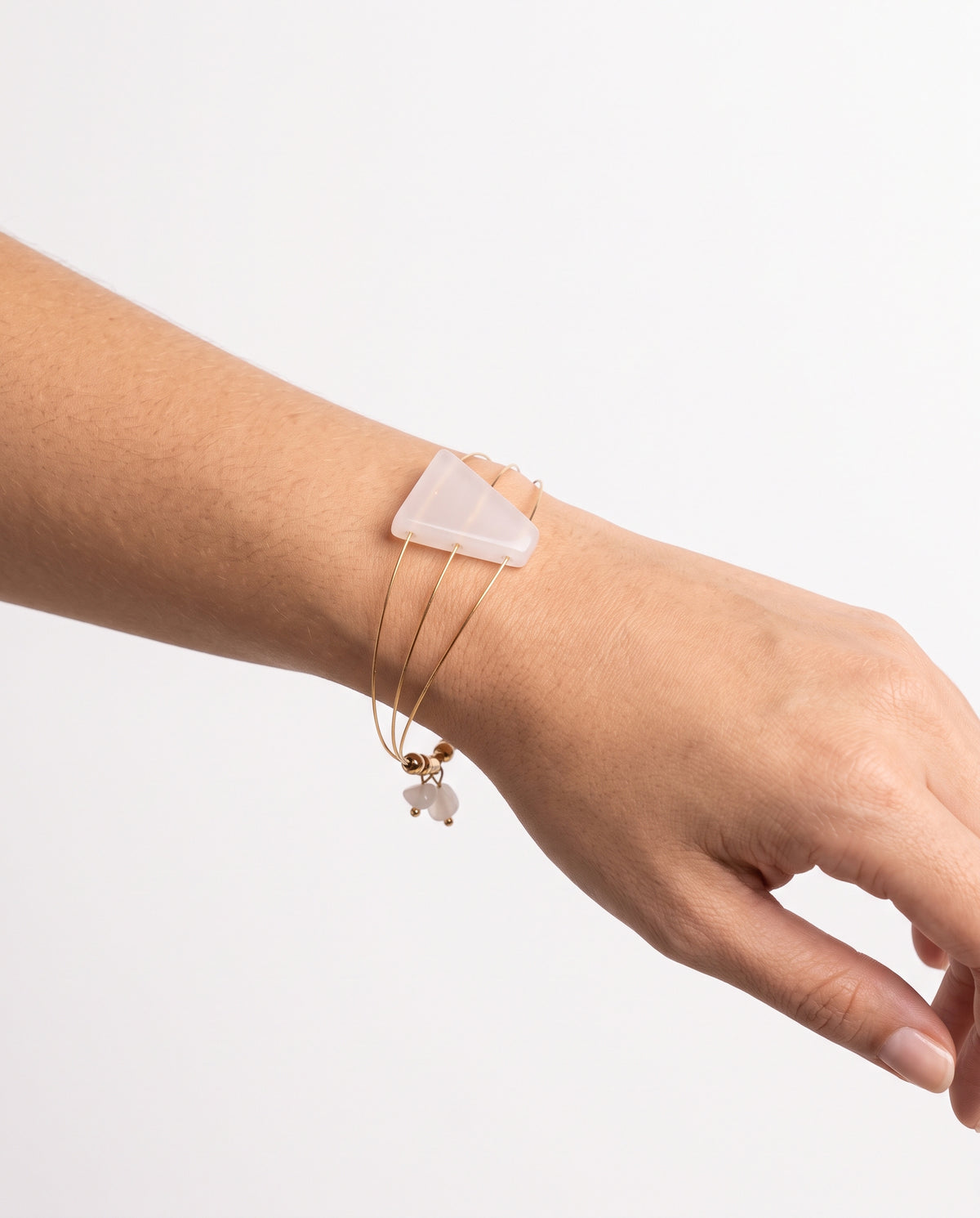 Bracelete Flavia 3 aros banhos em ouro e pedra geométrica Ágata 1